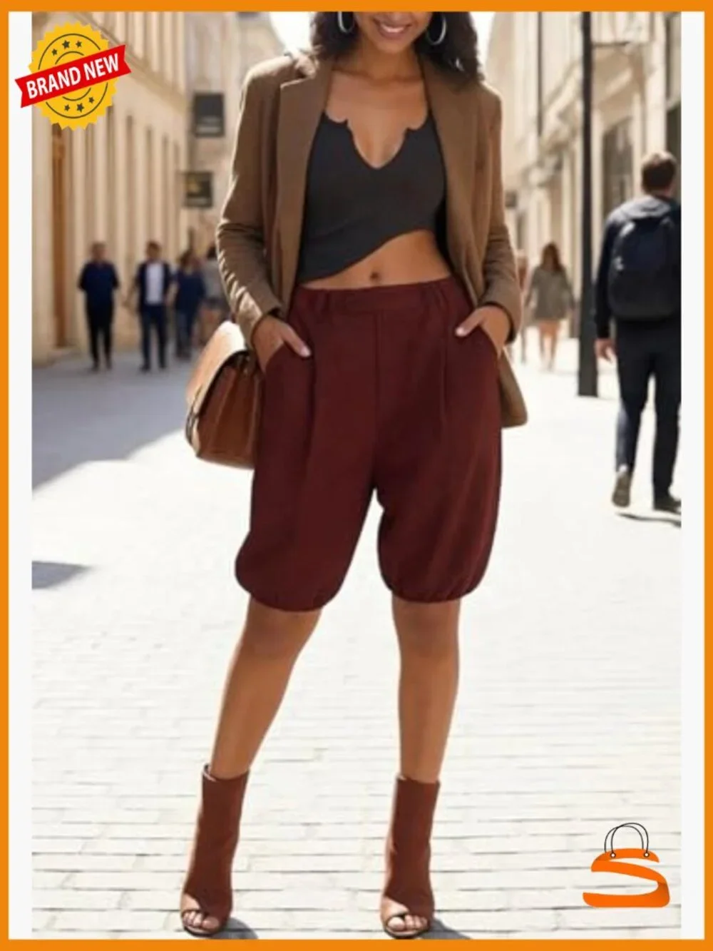 Women Baggy Bermuda Shorts High Waisted Wide Leg Elastic Waist Jorts Y2K